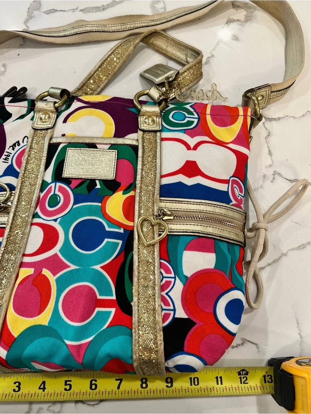 Coach Rare Poppy Pop C Glam Spotlight Colorful Signature Shoulder Handbag Tote